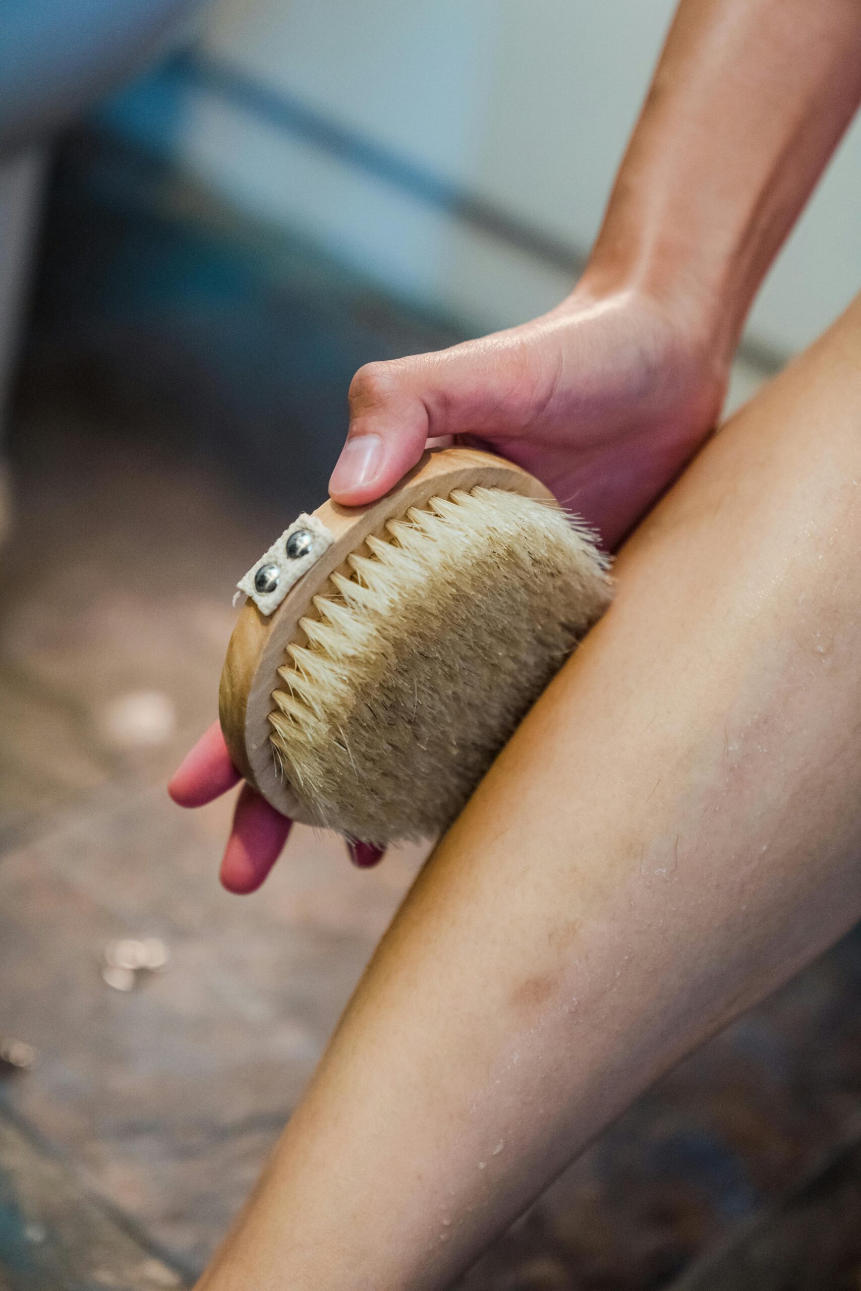 Thigh waxing process. Hair removal techniques for smooth skin.