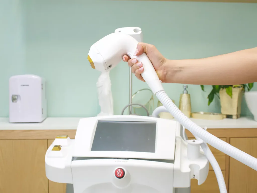 Laser waxing procedure in progress with a focus on technology and comfort