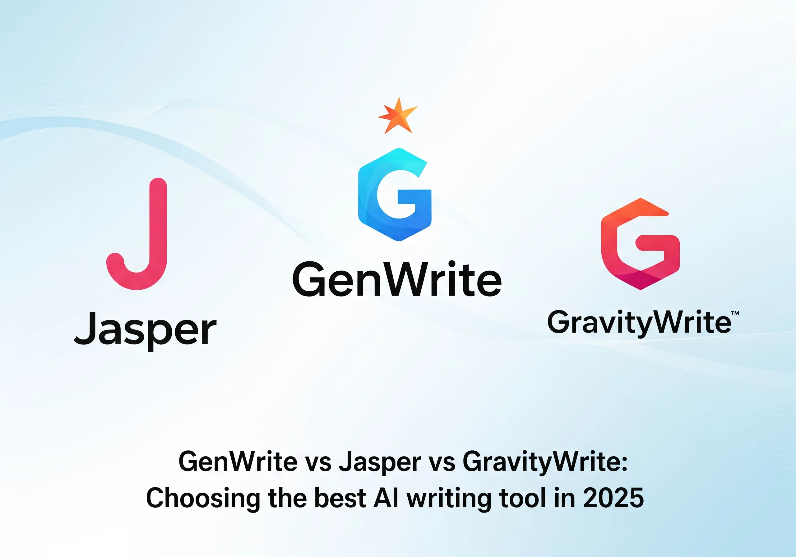 Jasper, GenWrite, and GravityWrite logos against a blue background.