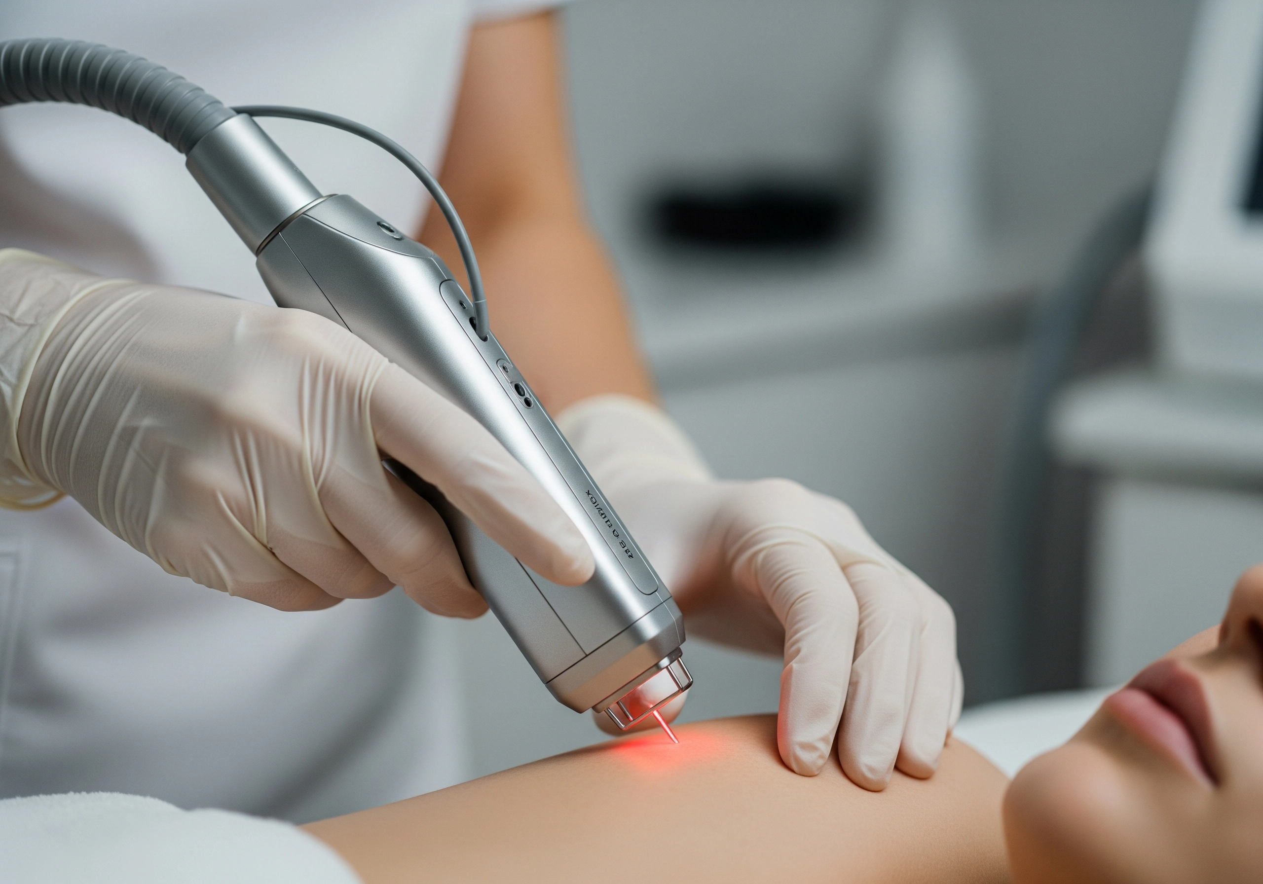 Carbon laser peel being applied in Amsterdam for facial rejuvenation treatment.