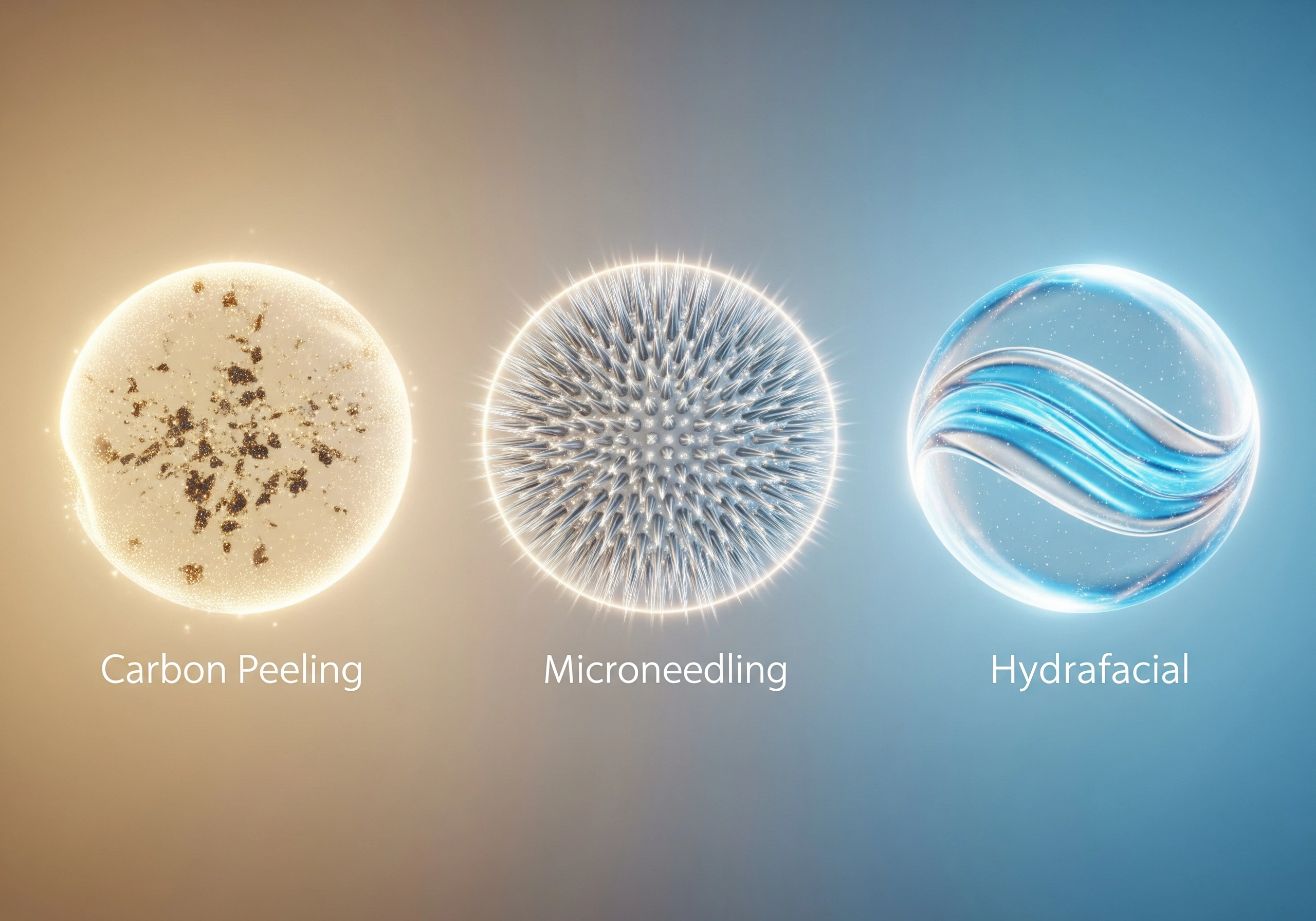 Carbon peeling, microneedling, and hydrafacial treatment comparison for Amsterdam skin clinics.