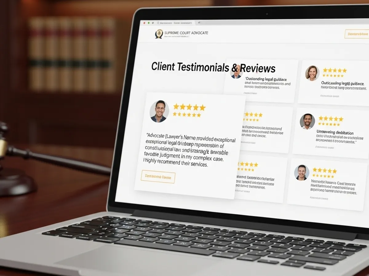 Laptop showing client testimonials, unrelated to Amsterdam beauty treatments.
