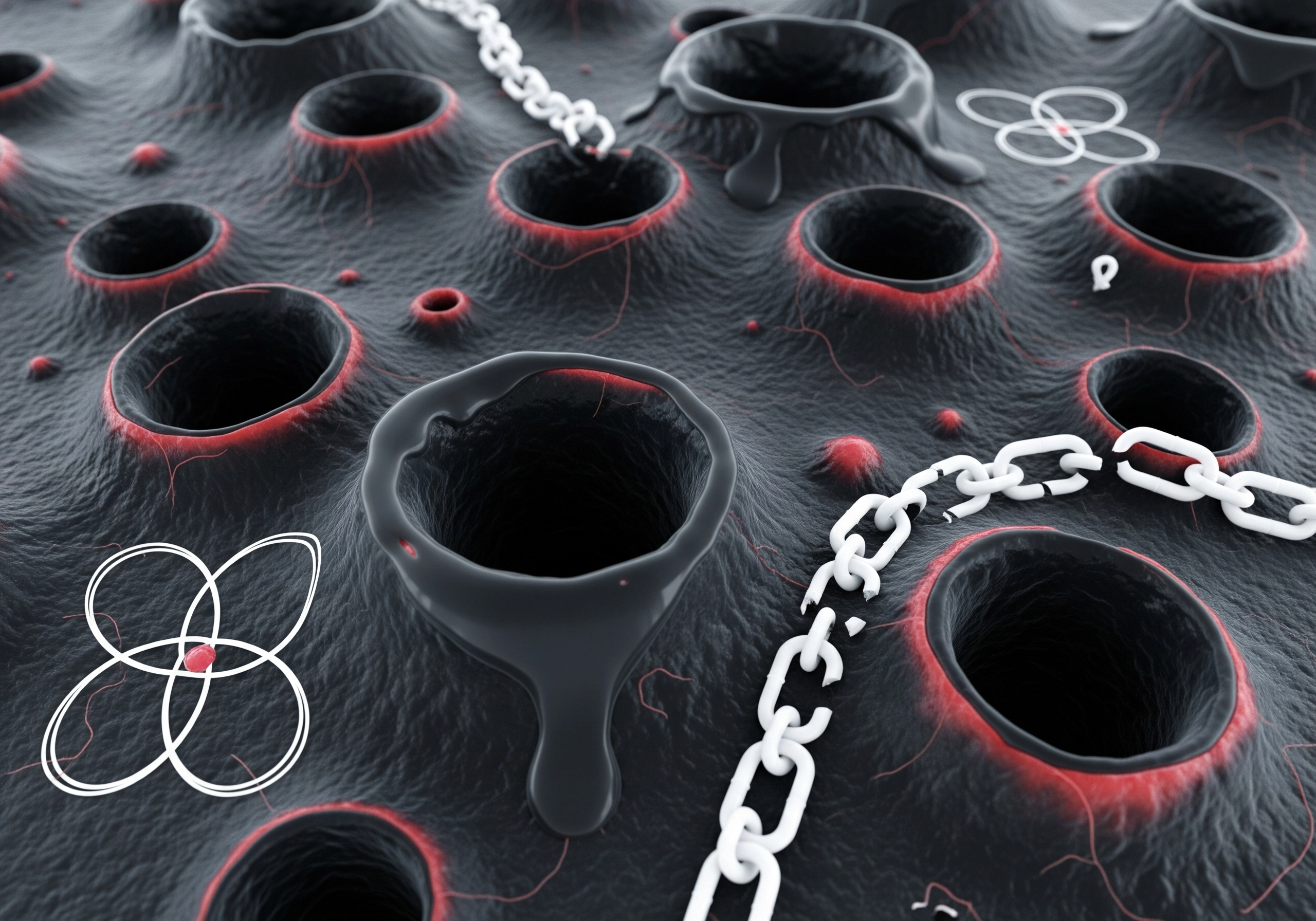 Abstract skin crater illustration; visualizing carbon peel misconceptions in Amsterdam.