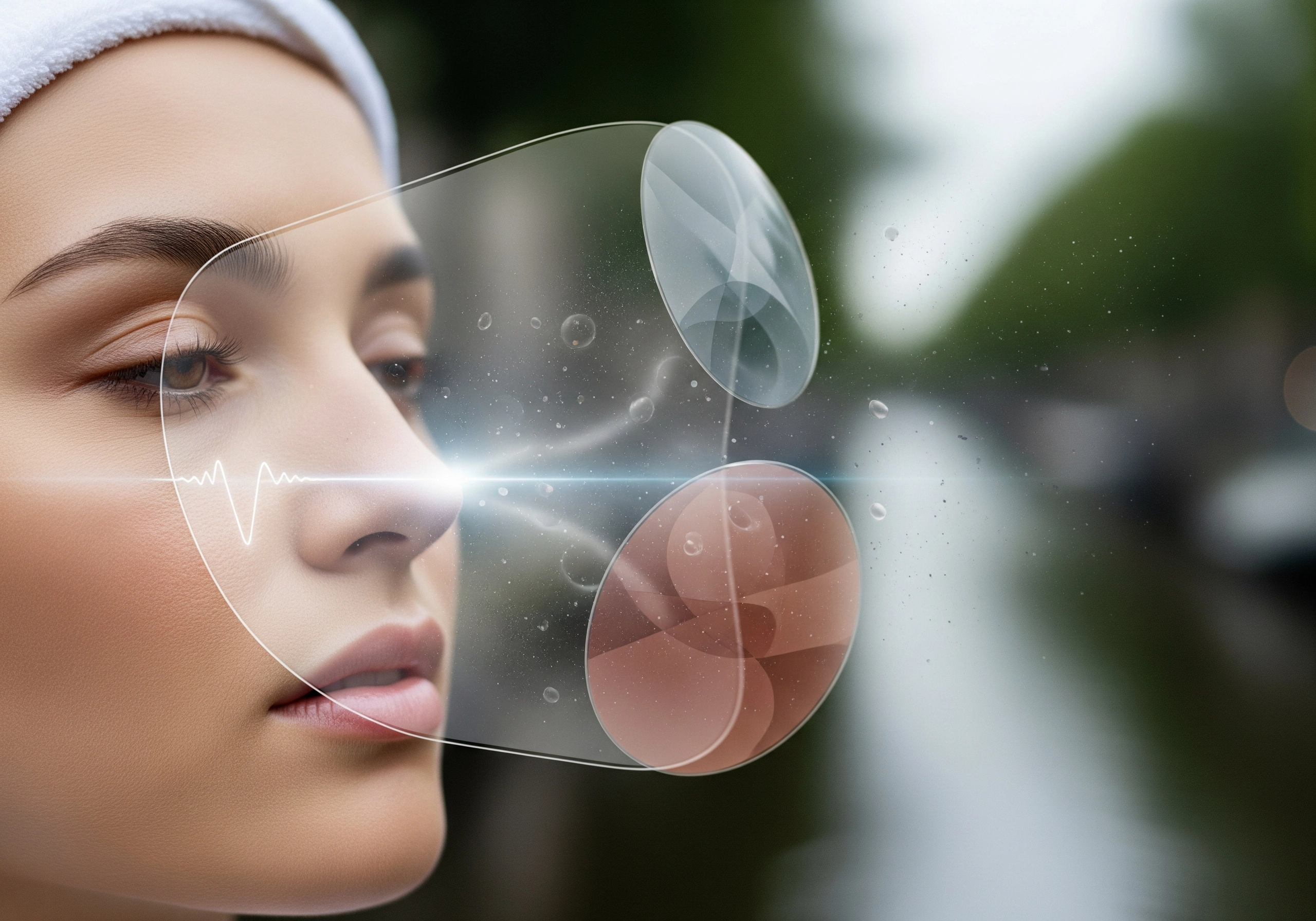 Woman with carbon laser facial in Amsterdam, showing skin rejuvenation effect.